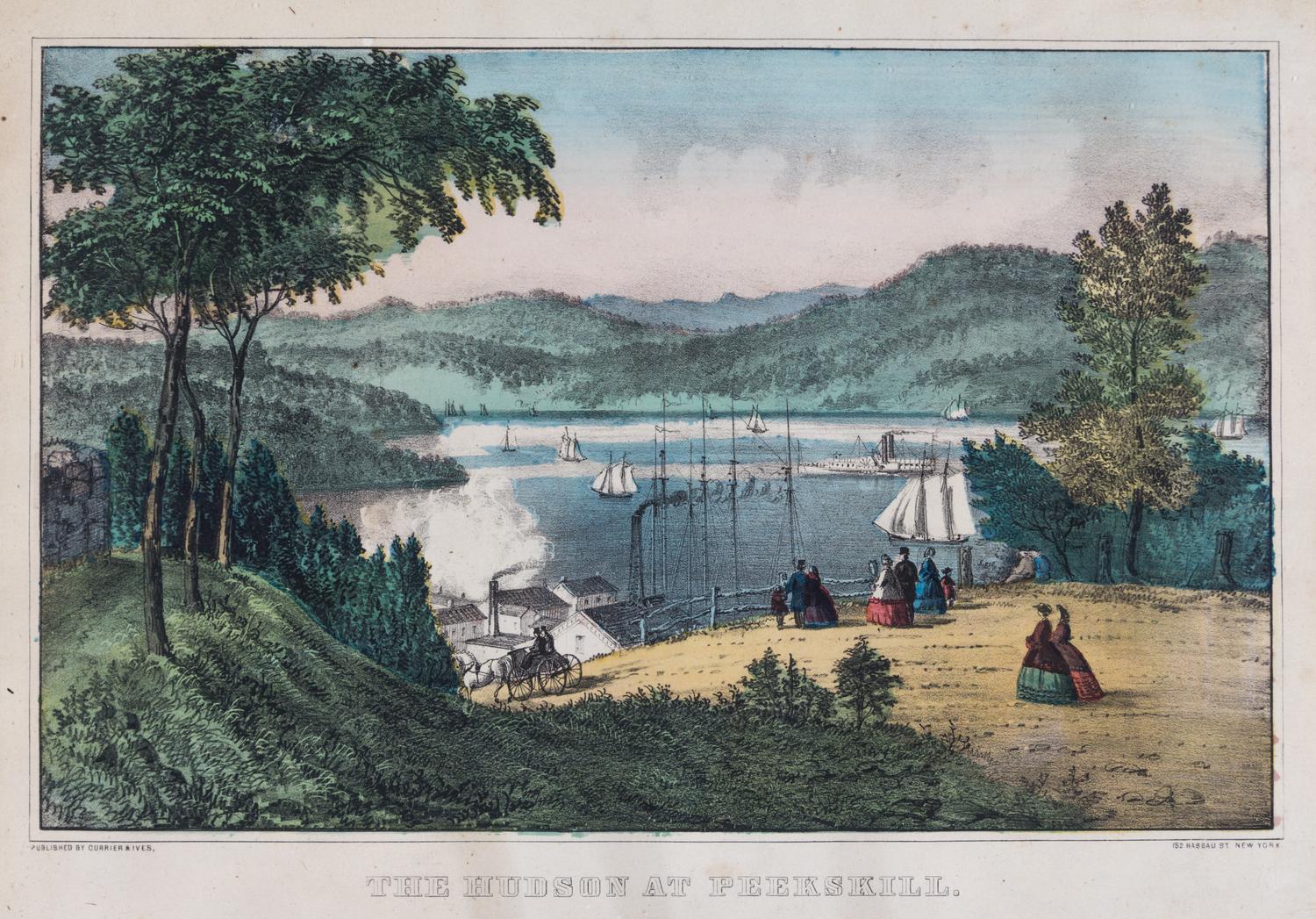 CURRIER & IVES. the Hudson at Peekskill. Litho. with hand-coloring. New York, n.d. [c. 1860]