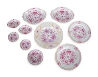 Ten Meissen Porcelain Articles Decorated with Puce Flowers — 20TH CENTURY