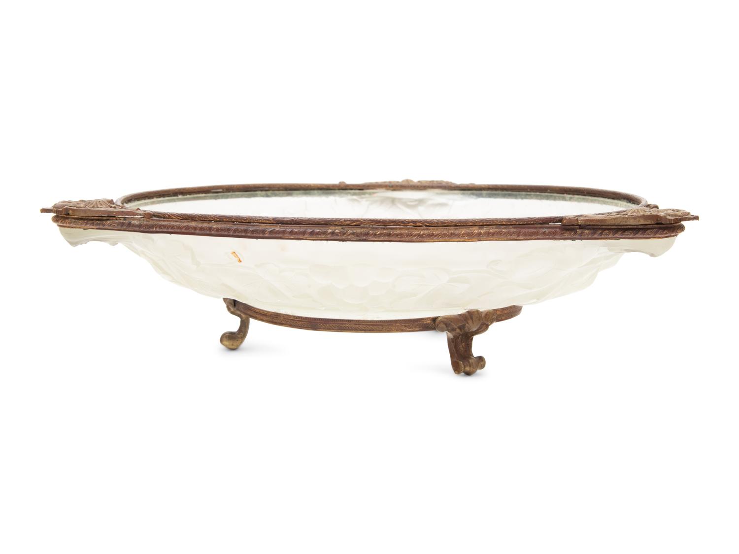A Sabino Gilt Metal Mounted Glass Center Bowl