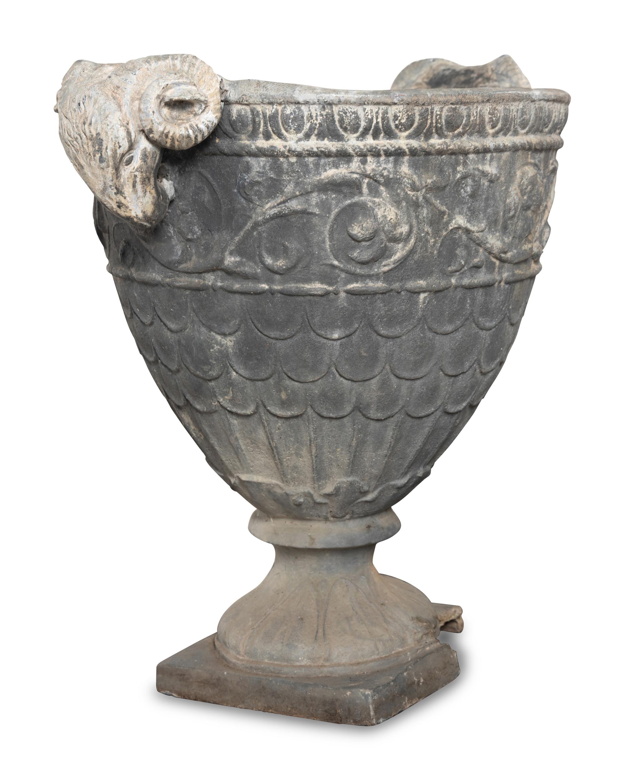 A Pair of Lead Garden Urns