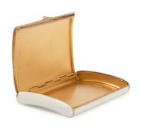 A Russian Guilloché Enamel Silver, Gold and Diamond Mounted Cigarette Case
