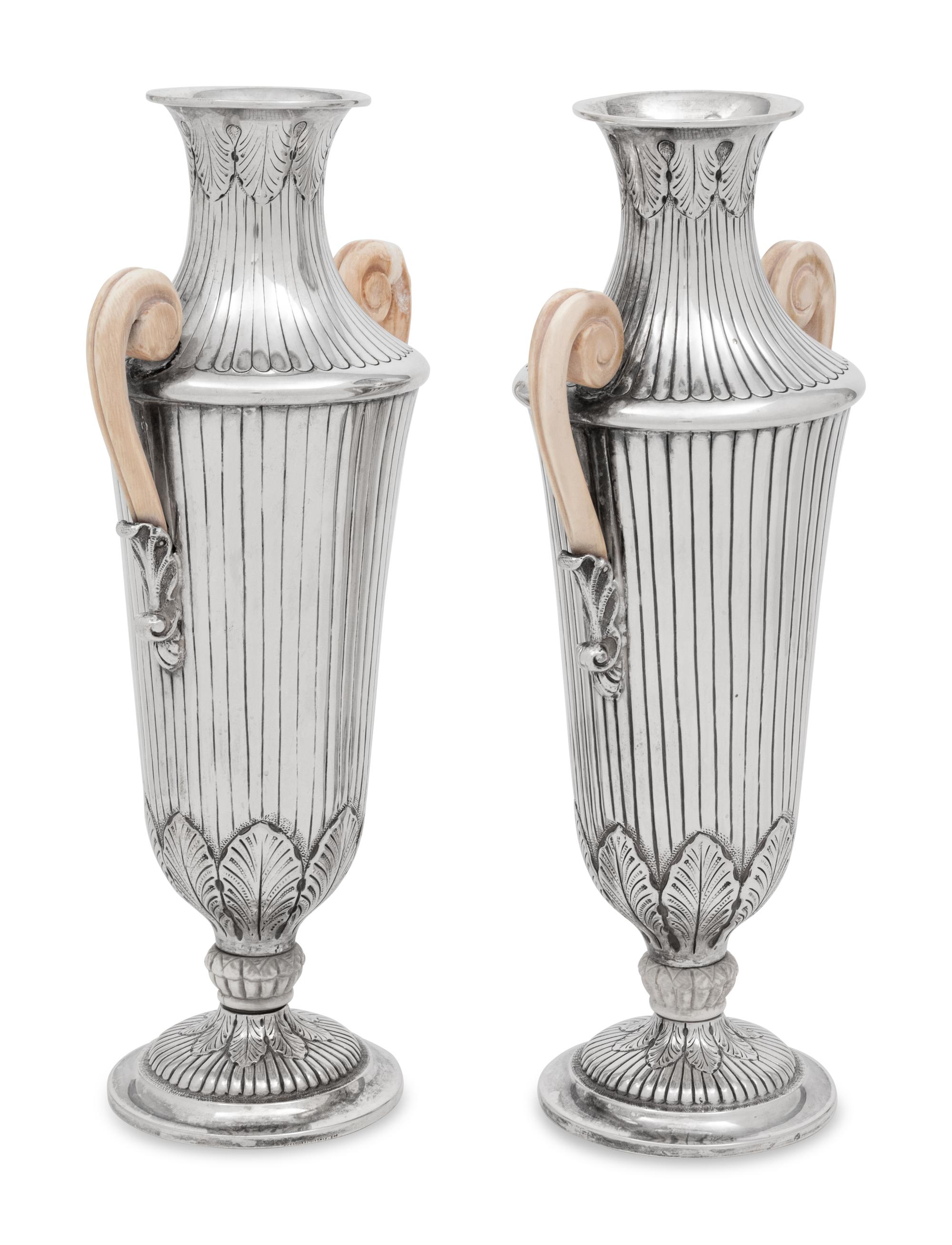 A Pair of Buccellati Silver Vases