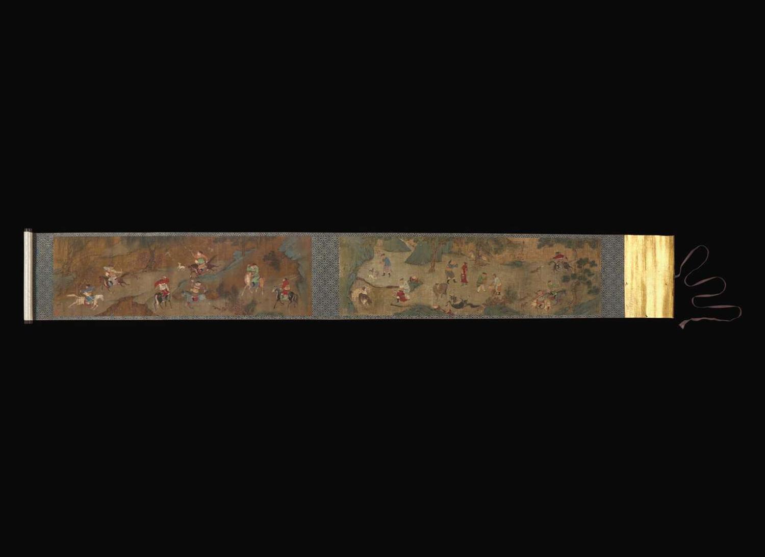 Chinese School, Qing dynasty, handscroll 狩獵圖 清