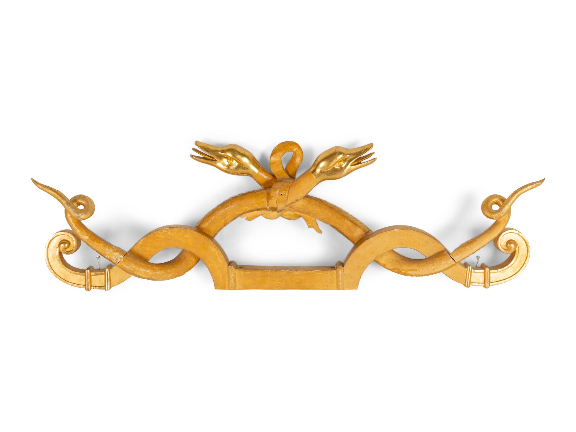 A Russian Serpent Carved Giltwood Ornament