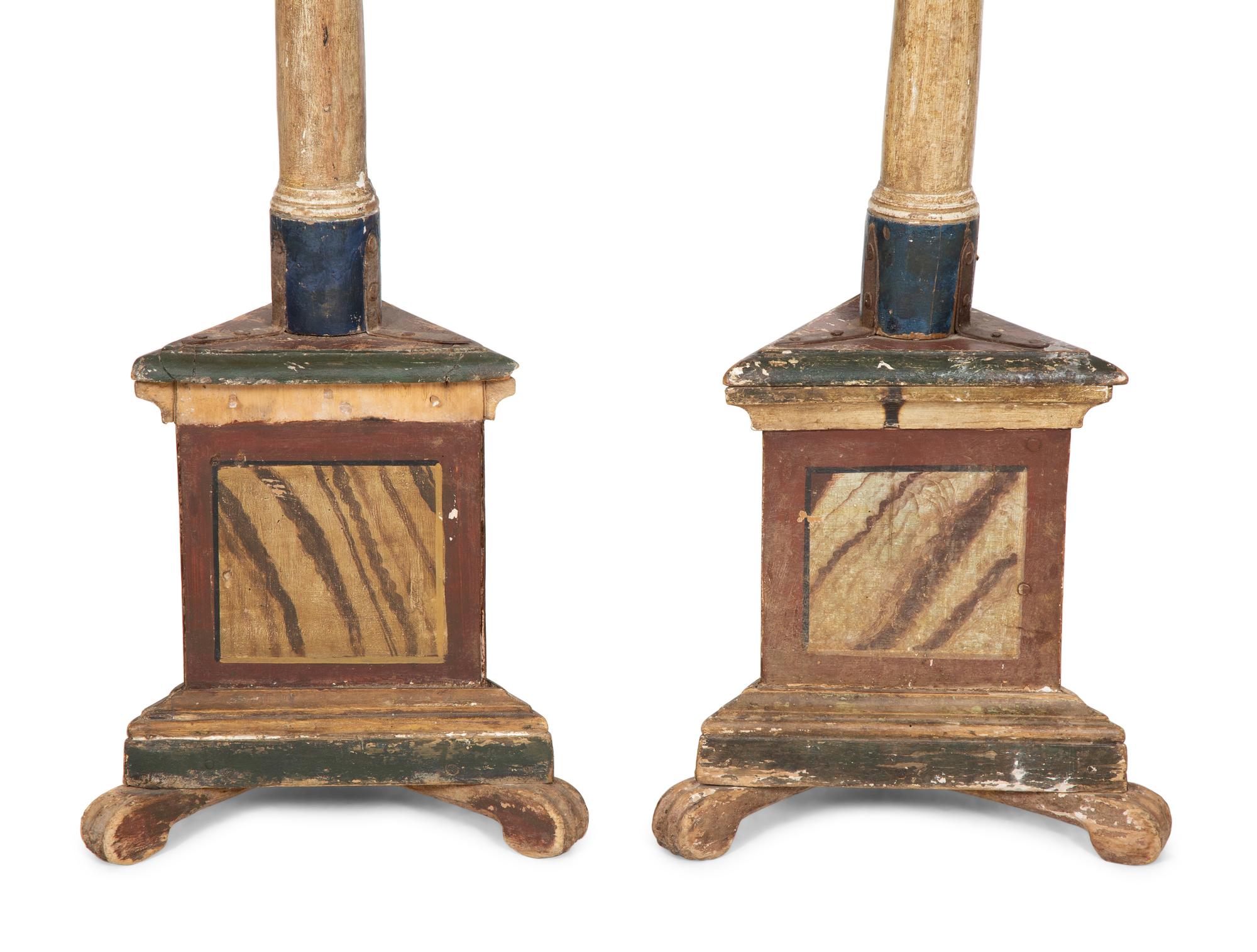 A Pair of Italian Painted Torchères