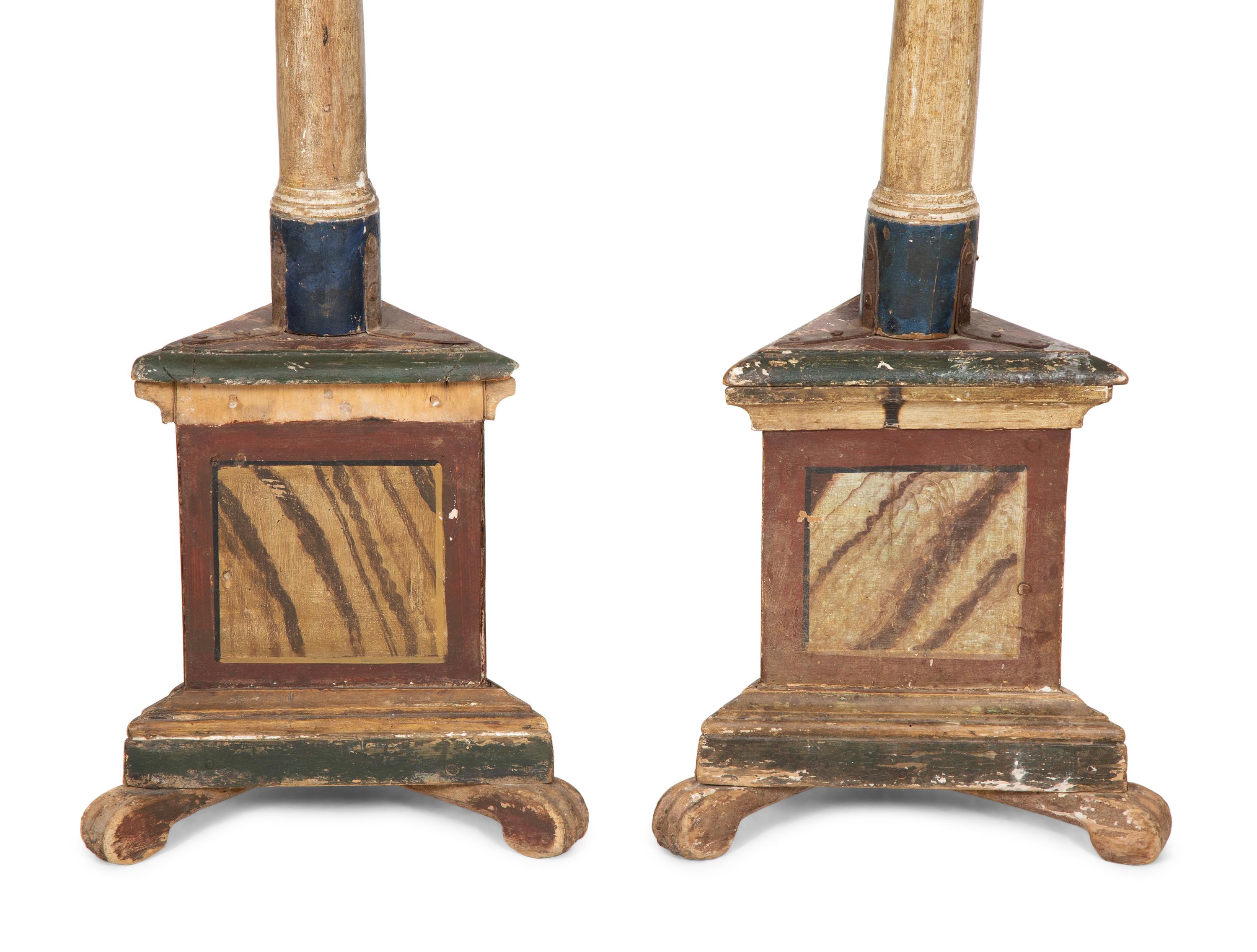 A Pair of Italian Painted Torchères