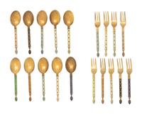 A Group of Norwegian Enameled Silver Flatware