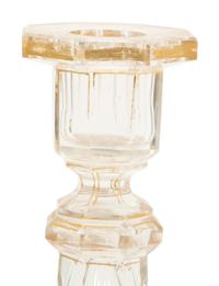 A Pair of French Gilt Decorated Cut Glass Candlesticks