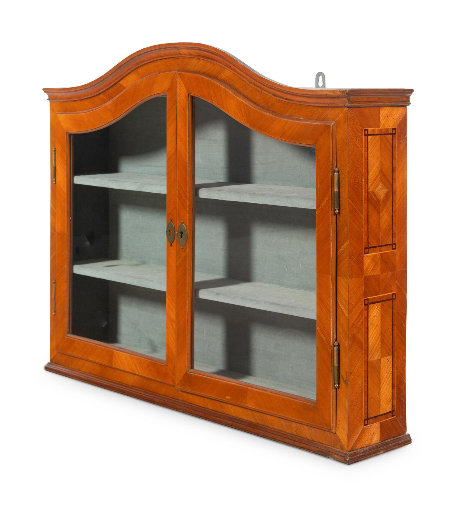 A German or Austrian Fruitwood Hanging Vitrine Cabinet