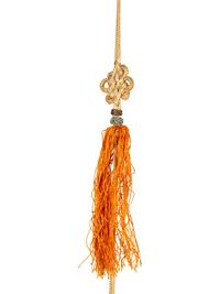 A Pair of Carved Jade Medallion and Tasseled Wall Hangings