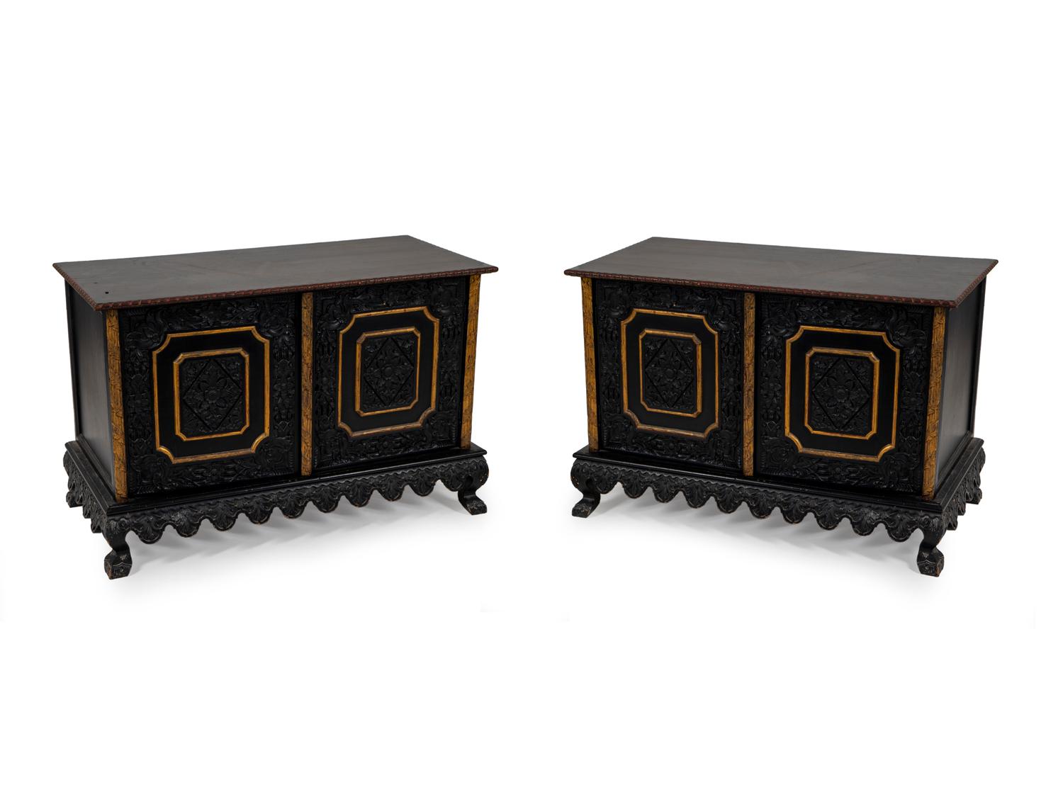 A Pair of Chinese Style Low Cupboards — 20TH CENTURY