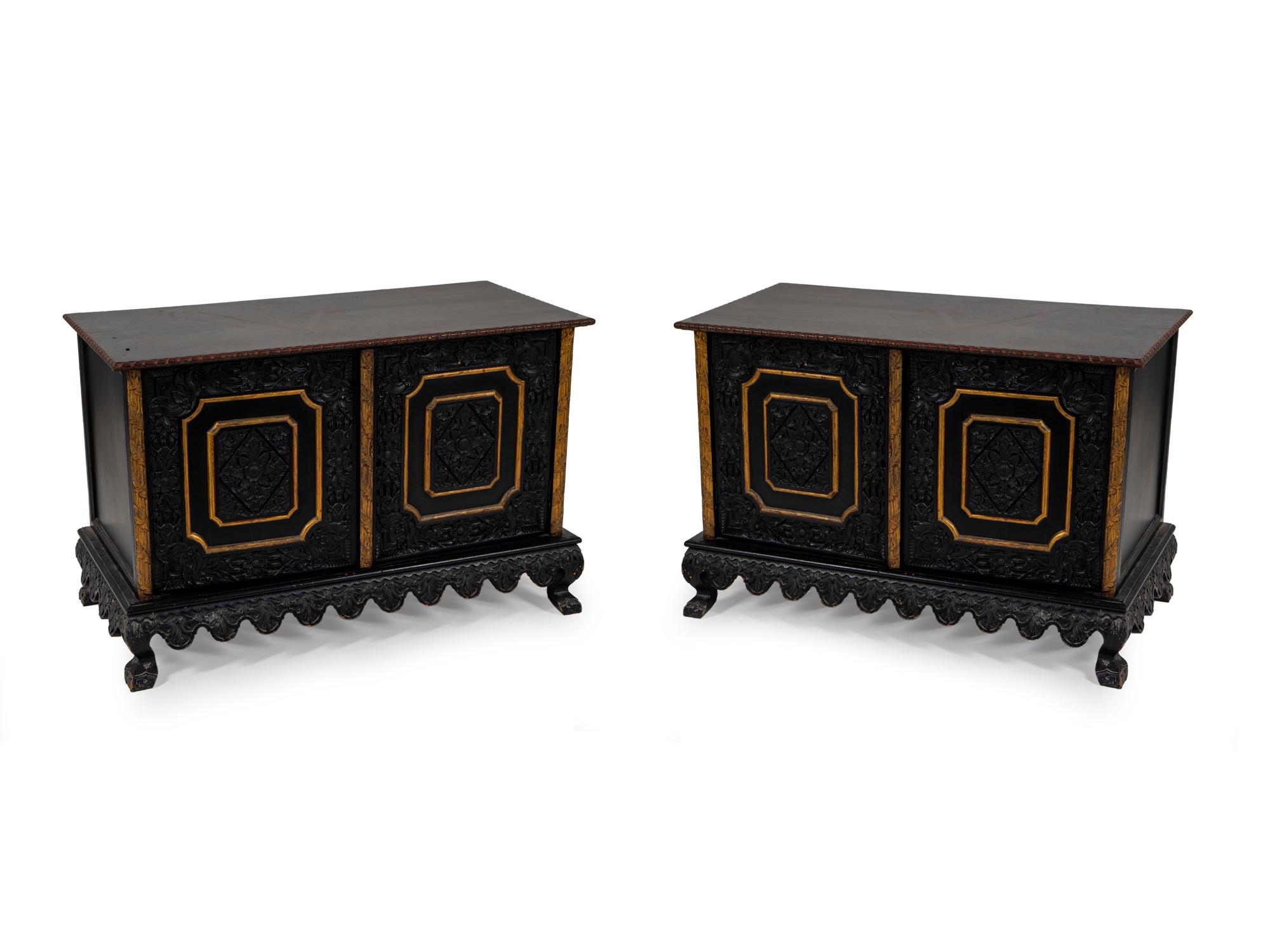 A Pair of Chinese Style Low Cupboards — 20TH CENTURY