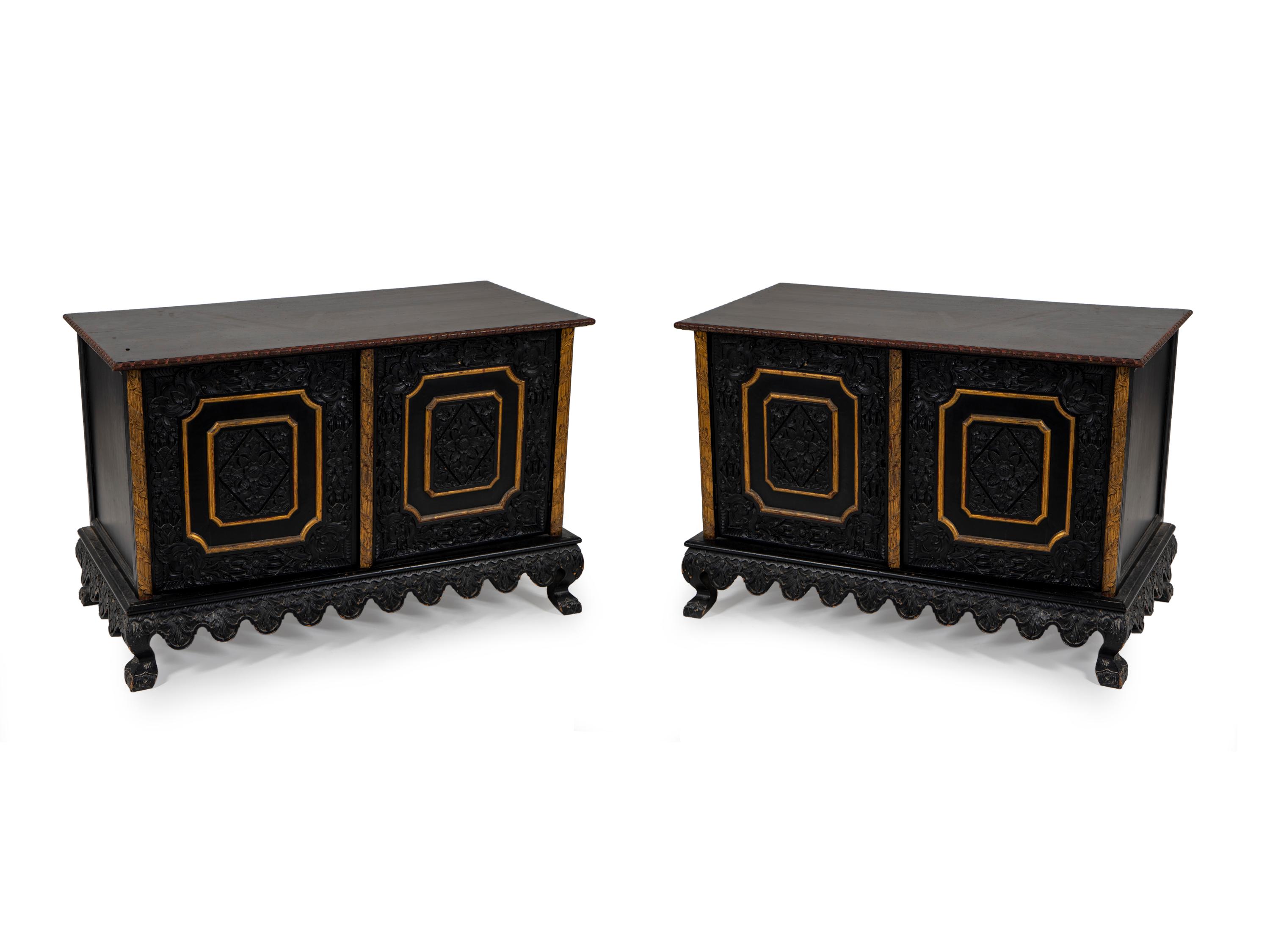 A Pair of Chinese Style Low Cupboards — 20TH CENTURY