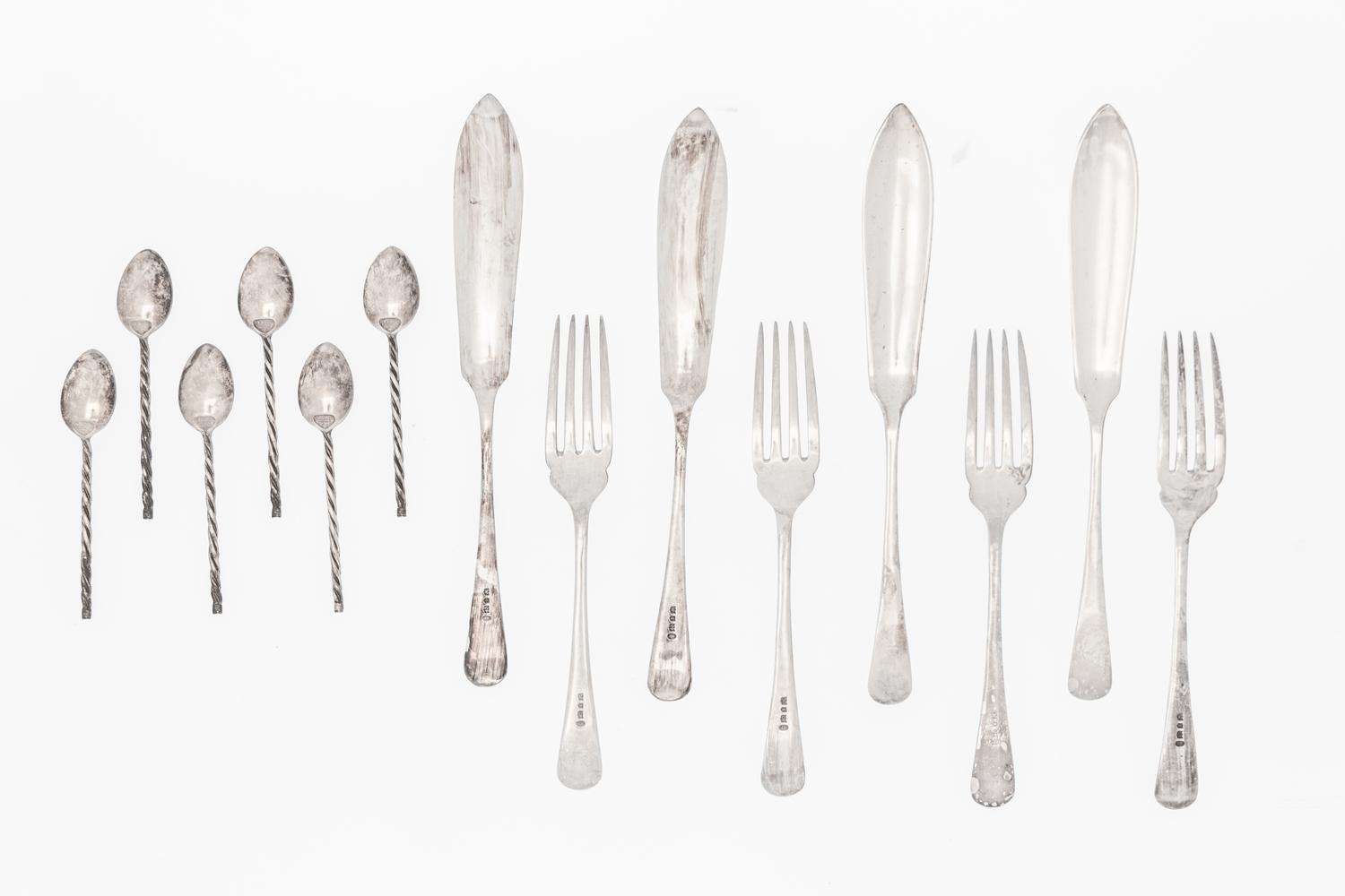 Two Cased Sets of Silver and Silver-Plate Flatware Articles