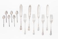 Two Cased Sets of Silver and Silver-Plate Flatware Articles