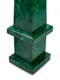 A Pair of Monumental Malachite Veneered Obelisks