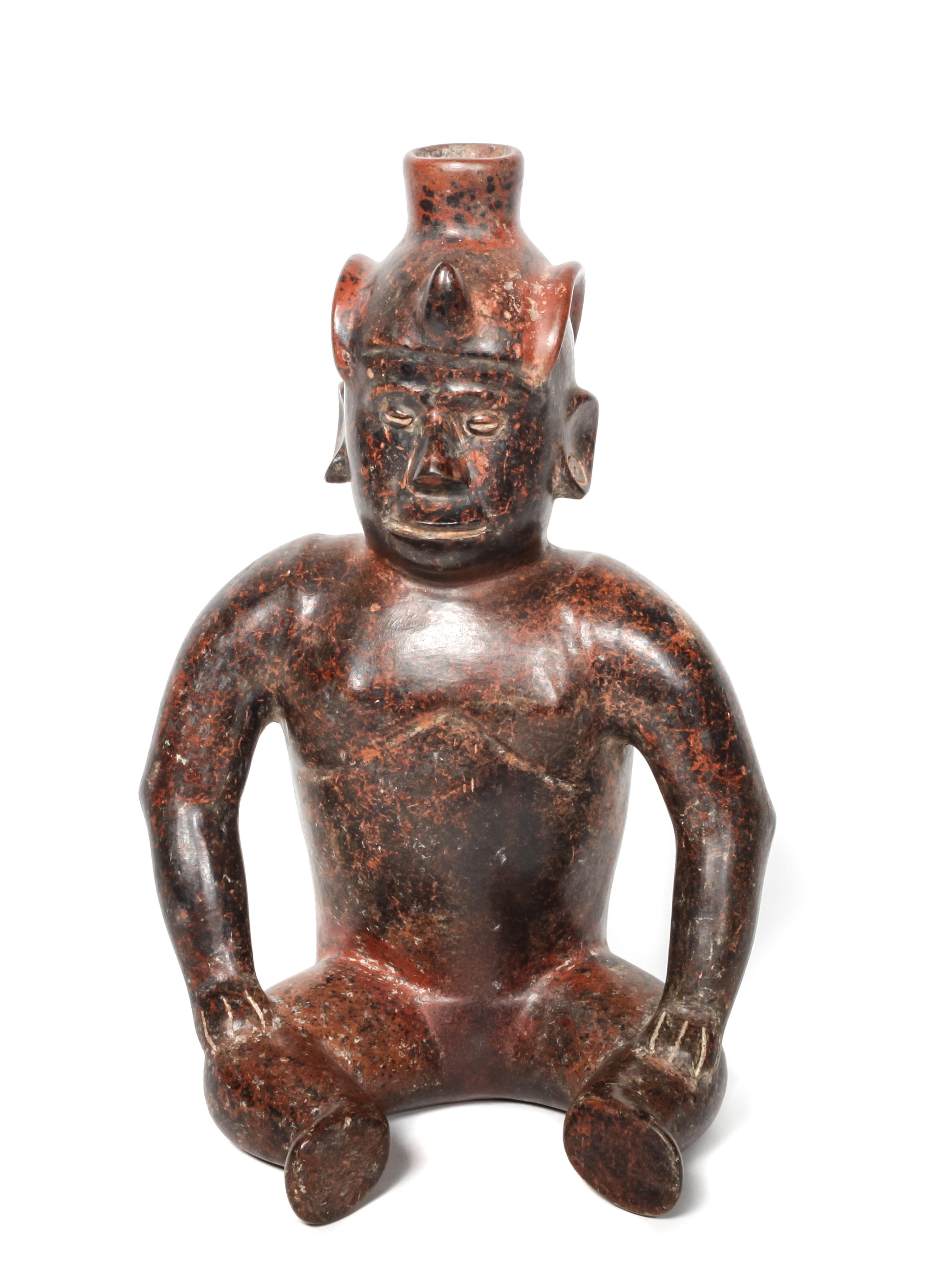 Colima Seated Figure Height 13 1/2 x width 9 x depth 7 inches