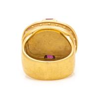 SeidenGang, Yellow Gold, Ruby, and Diamond Architectural Revival Ring