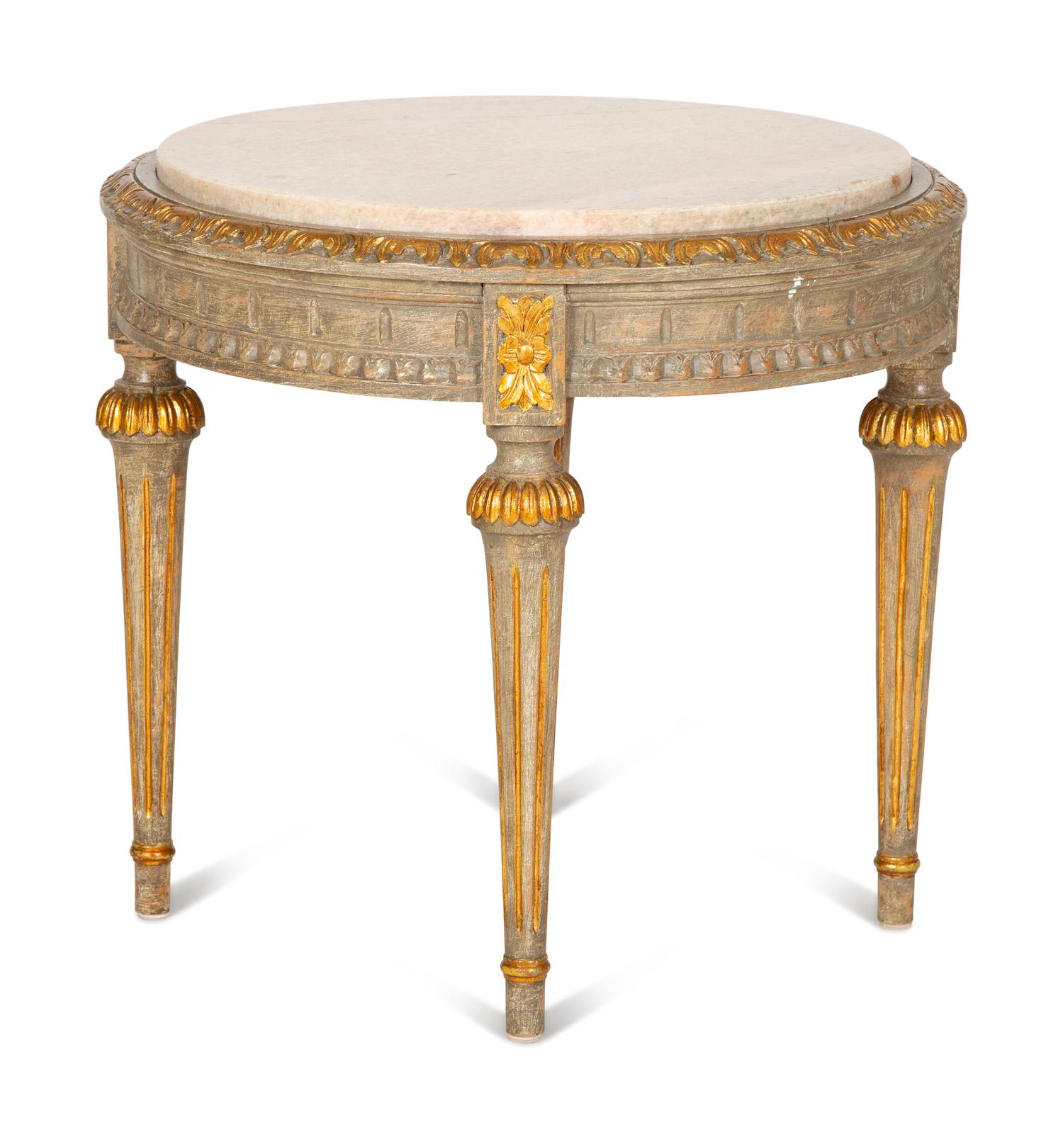 A Louis XVI Style Painted Stone-Top Occasional Table