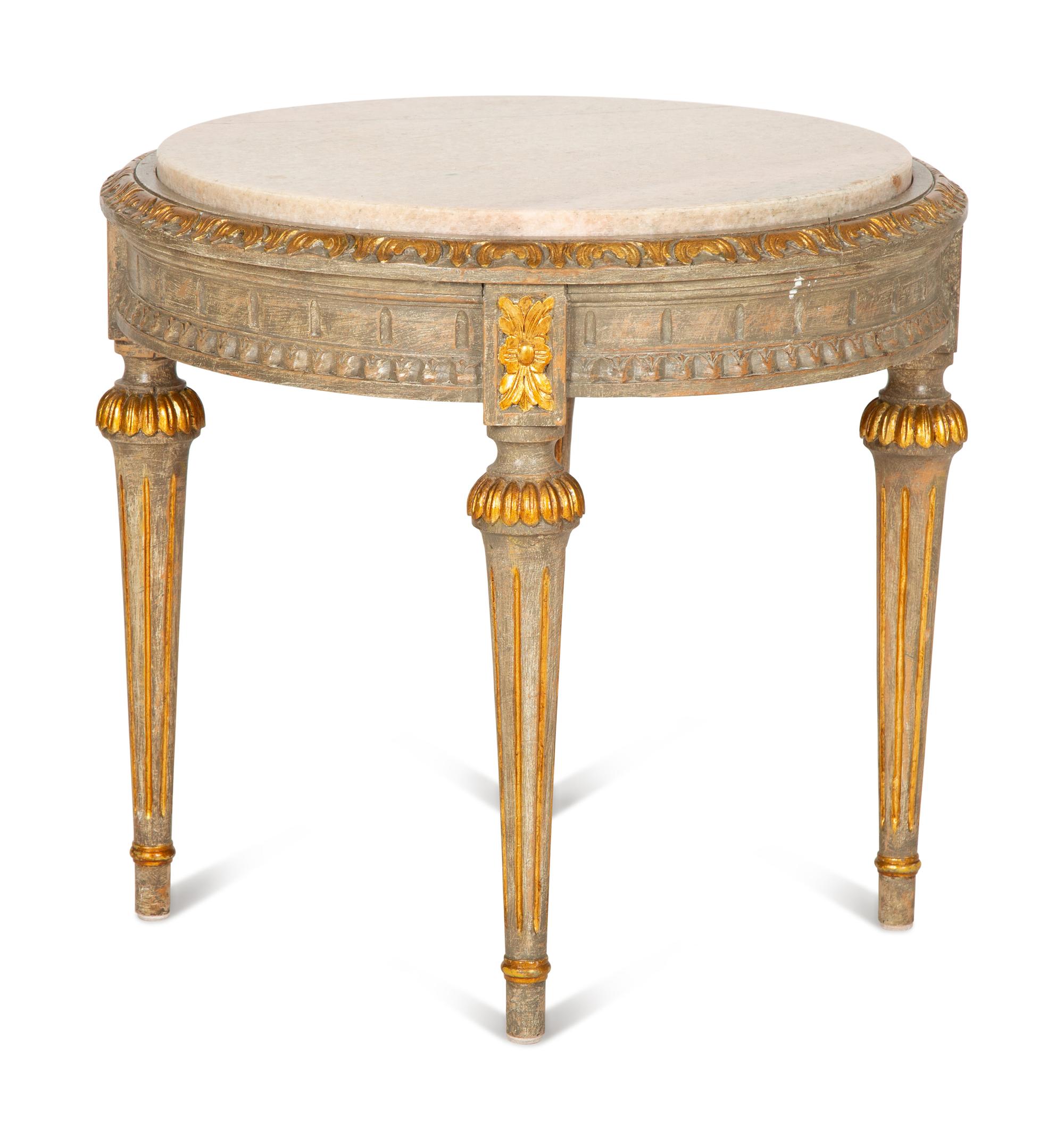 A Louis XVI Style Painted Stone-Top Occasional Table