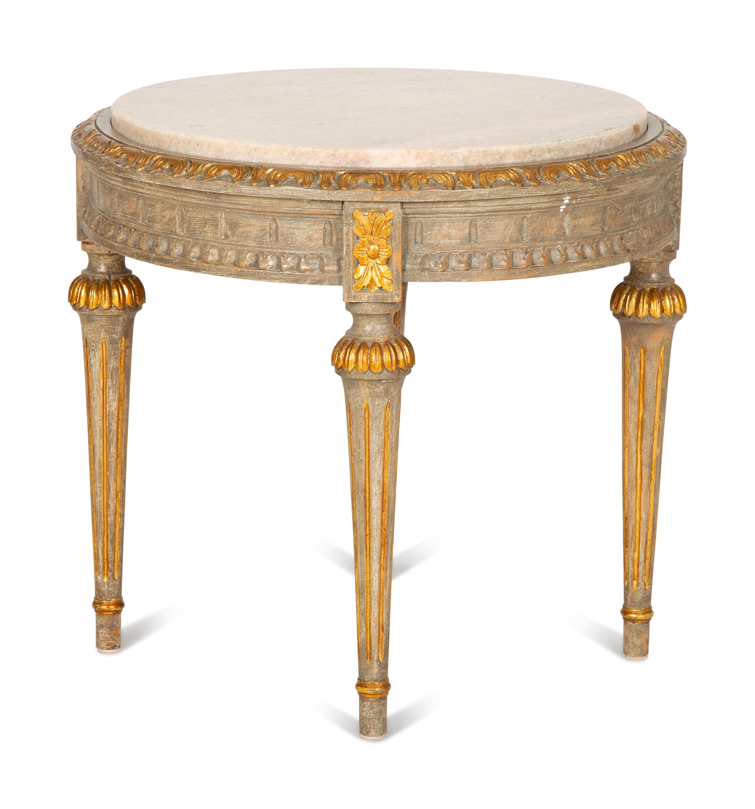 A Louis XVI Style Painted Stone-Top Occasional Table