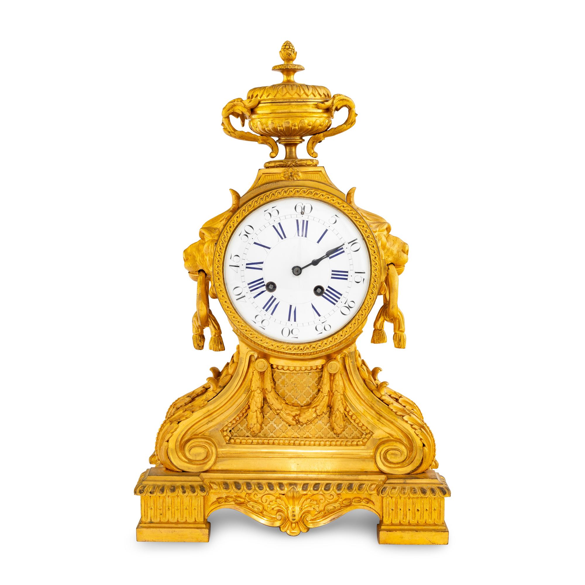 A French Neoclassical Gilt Bronze Mantel Clock