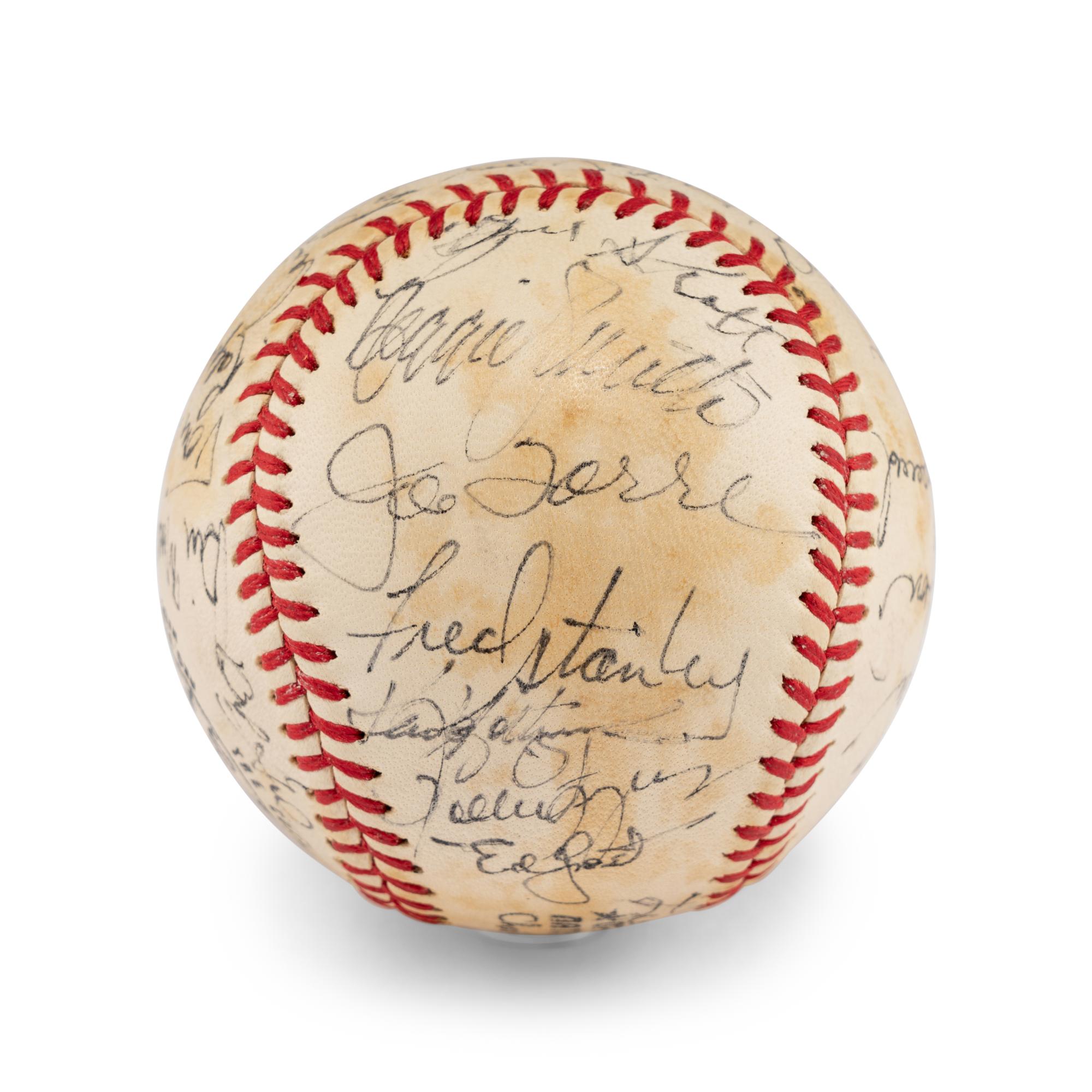 A Multi Signed Autograph Baseball Featuring Joe DiMaggio and Hall of Famers (PSA Letter of Authenticity),