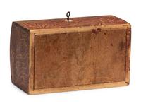 A Country Grain Painted and Carved Horn Inset Pine and Poplar Domed-Top Box, 19th Century