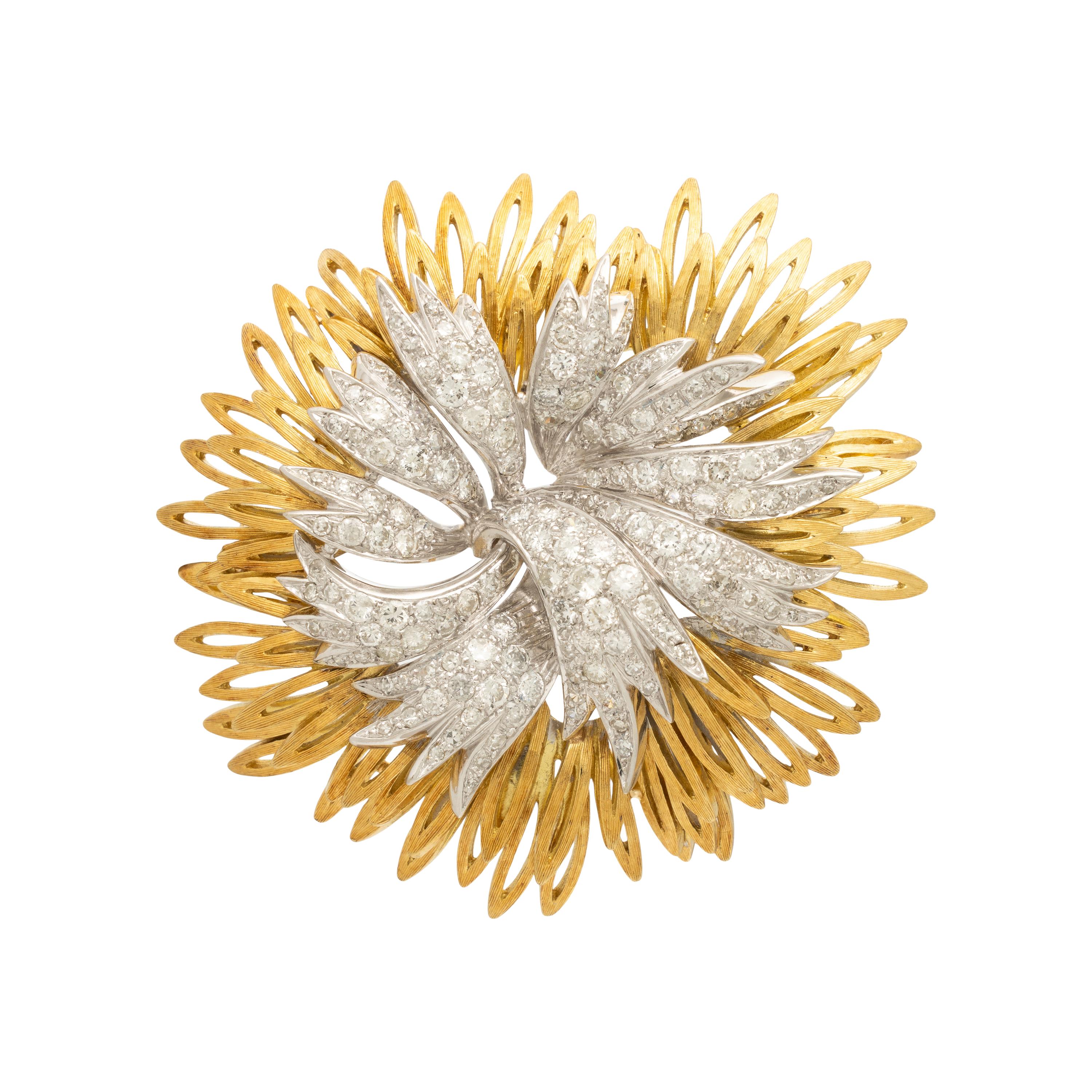 Bicolor Gold and Diamond Brooch