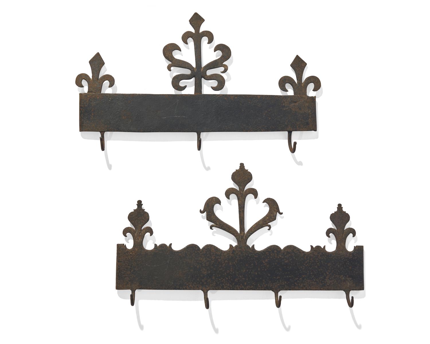 Two Wrought Iron Kitchen Wall Racks, French, Early 19th Century