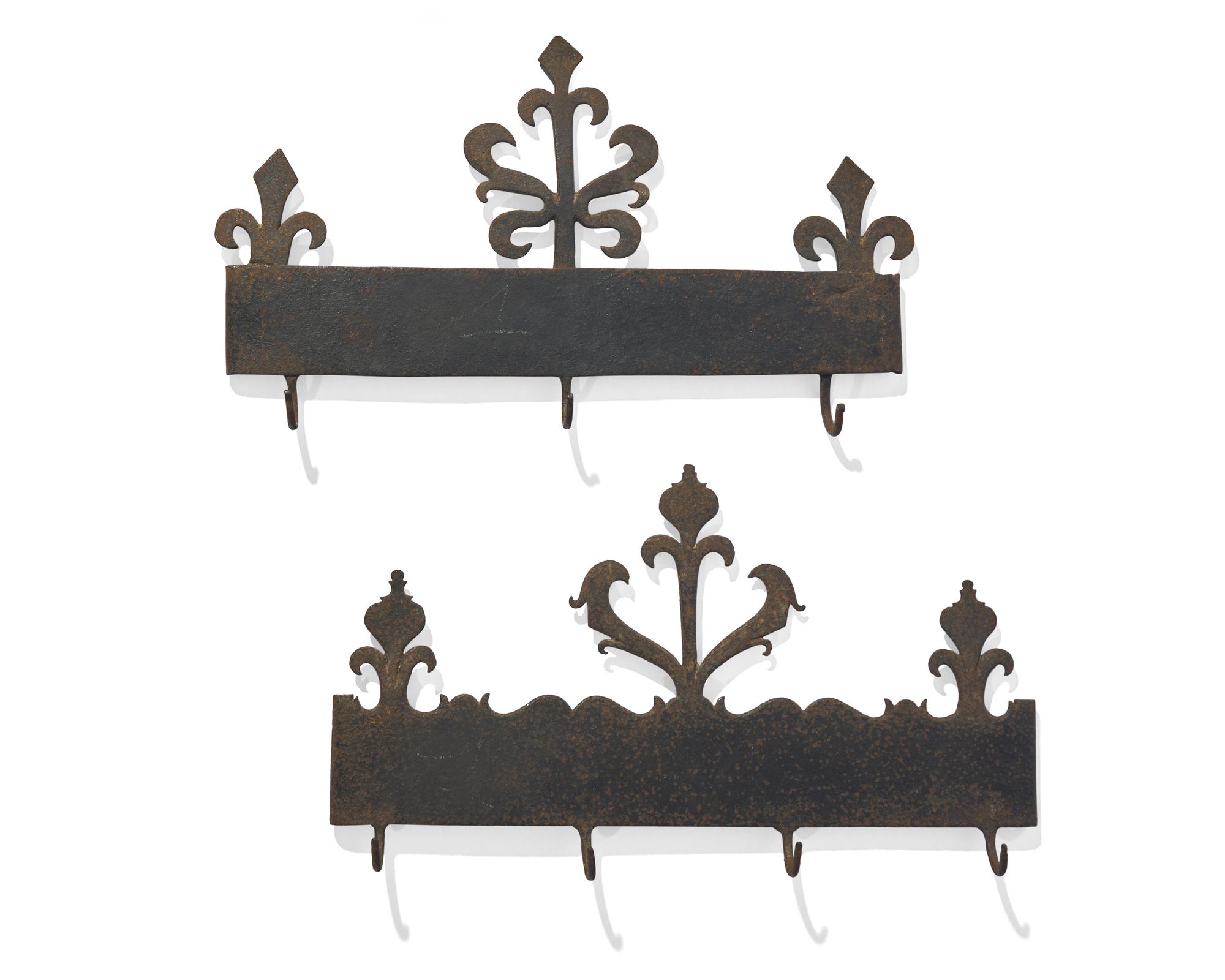 Two Wrought Iron Kitchen Wall Racks, French, Early 19th Century