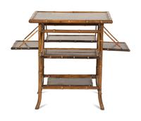 A Victorian Style Lacquer and Bamboo Side Table