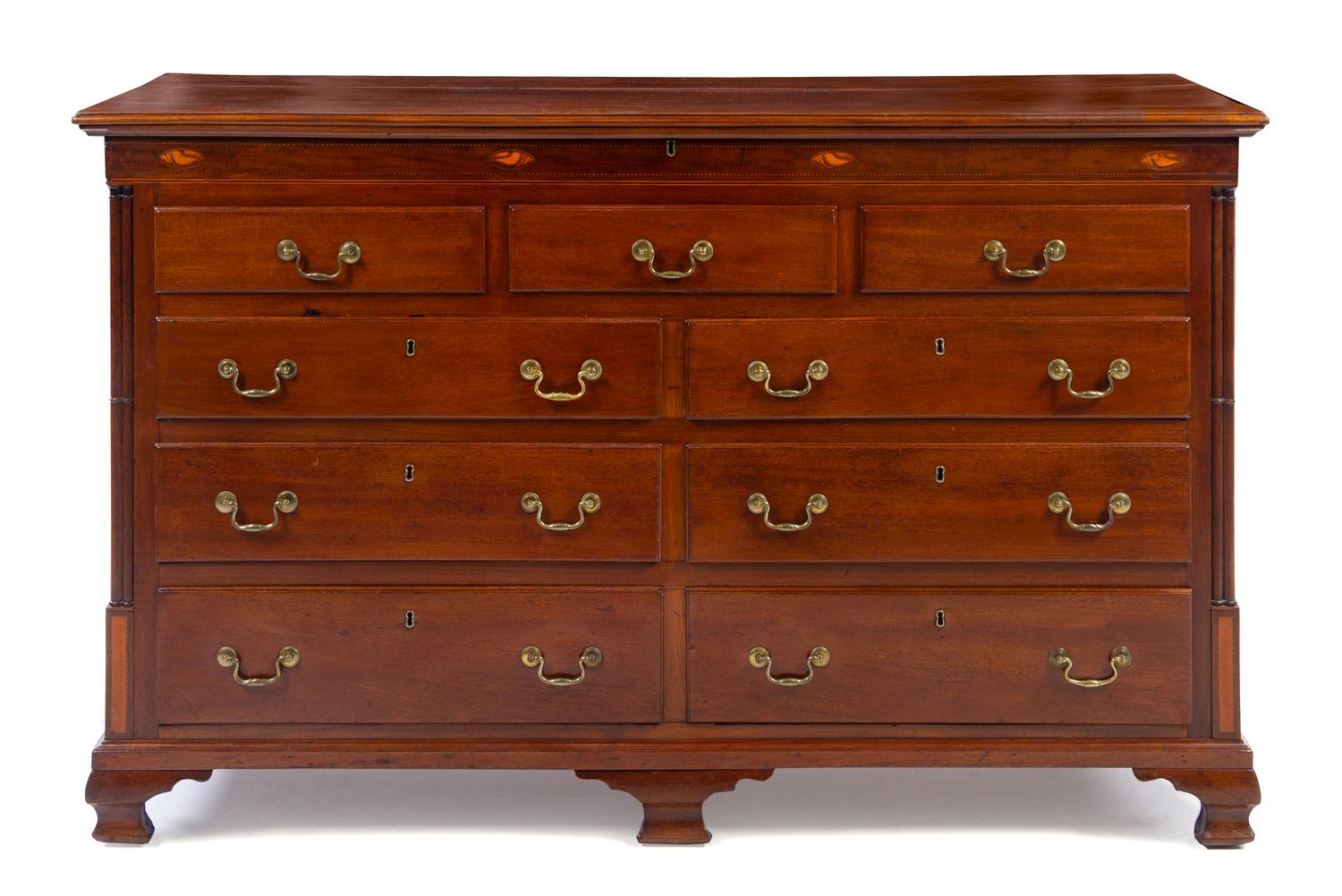 A Late George III Mahogany Mule Chest Height 42 1/2 x width 68 1/4 x depth 22 3/4 inches. — 19TH CENTURY