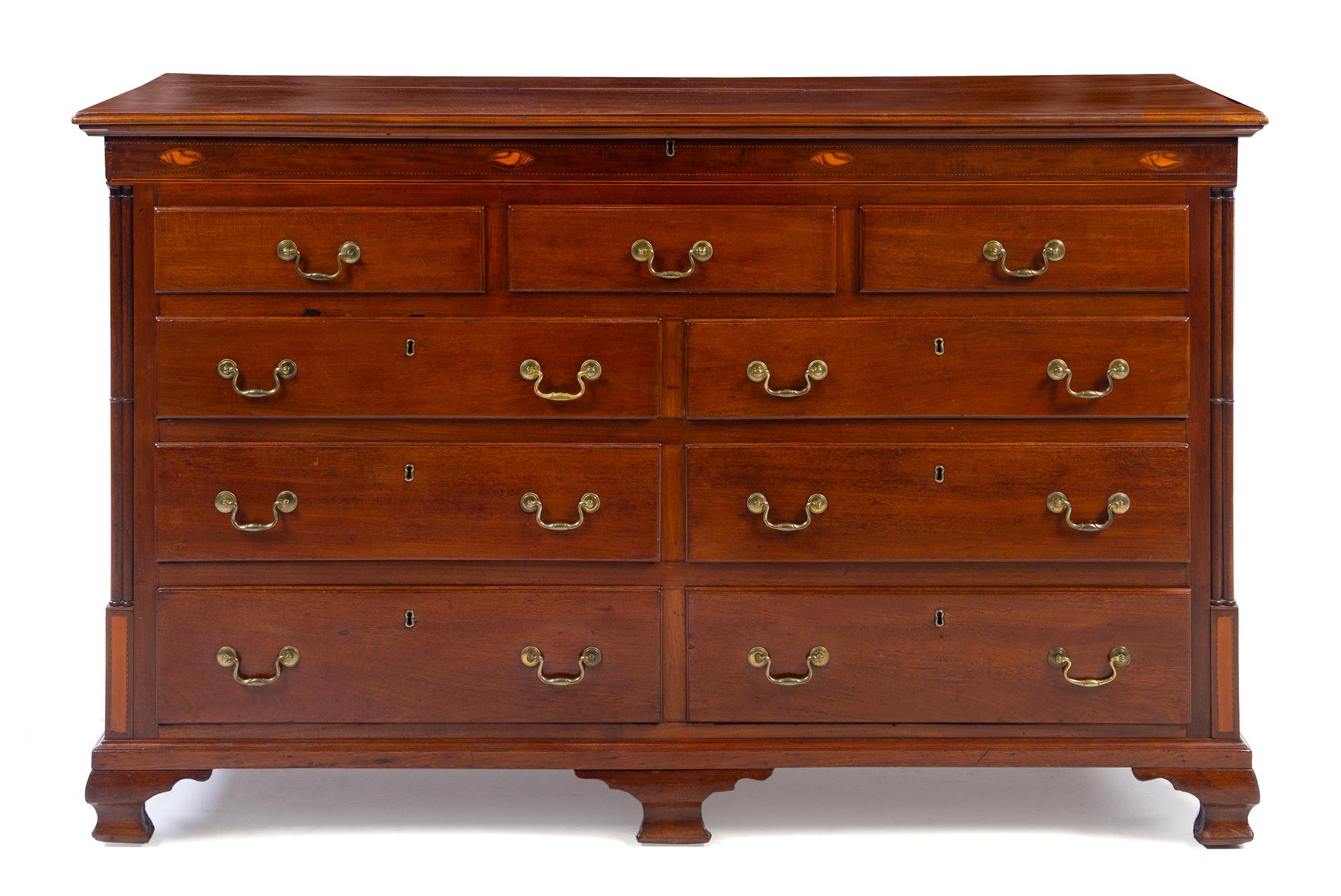 A Late George III Mahogany Mule Chest Height 42 1/2 x width 68 1/4 x depth 22 3/4 inches. — 19TH CENTURY