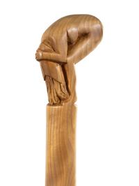 An American Contemporary Carved Wenge and Ash Figural Library Ladder