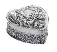 A Victorian Silver Covered Box, William Comyns, London, 1889, in the form of a heart, the lid worked with mask, bird and C-scroll decor