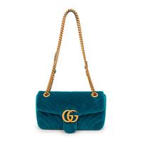 GUCCI, TEAL VELVET MARMONT BAG