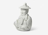 Two Pairs of Chinese Porcelain Figures of Parrots and A Chinese Style White Glazed Porcelain 'Pagoda' Figure