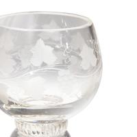 A Set of Eight Blown and Etched Glass Wine Glasses