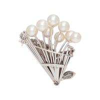 MIKIMOTO, CULTURED PEARL AND DIAMOND BROOCH