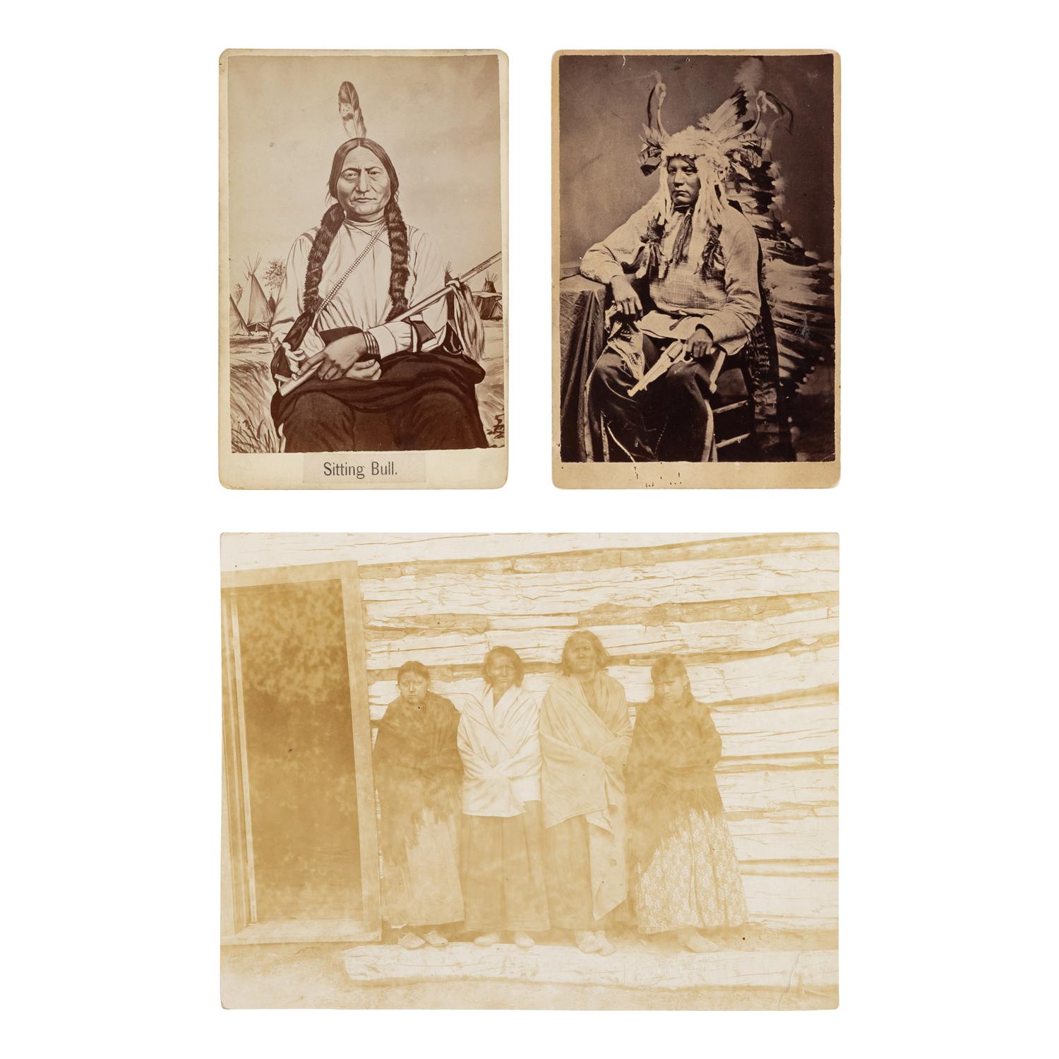 [Native Americana]. A group of 3 images of Sitting Bull and his family by D.F. Barry and O.S. Goff.