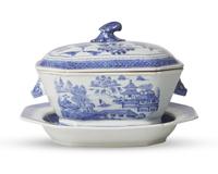 A Canton Export Porcelain Tureen and Tray