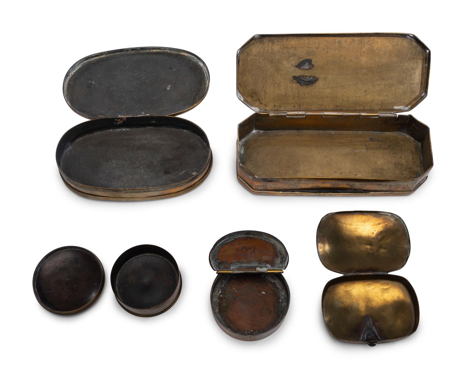 Five Brass Trinket Boxes