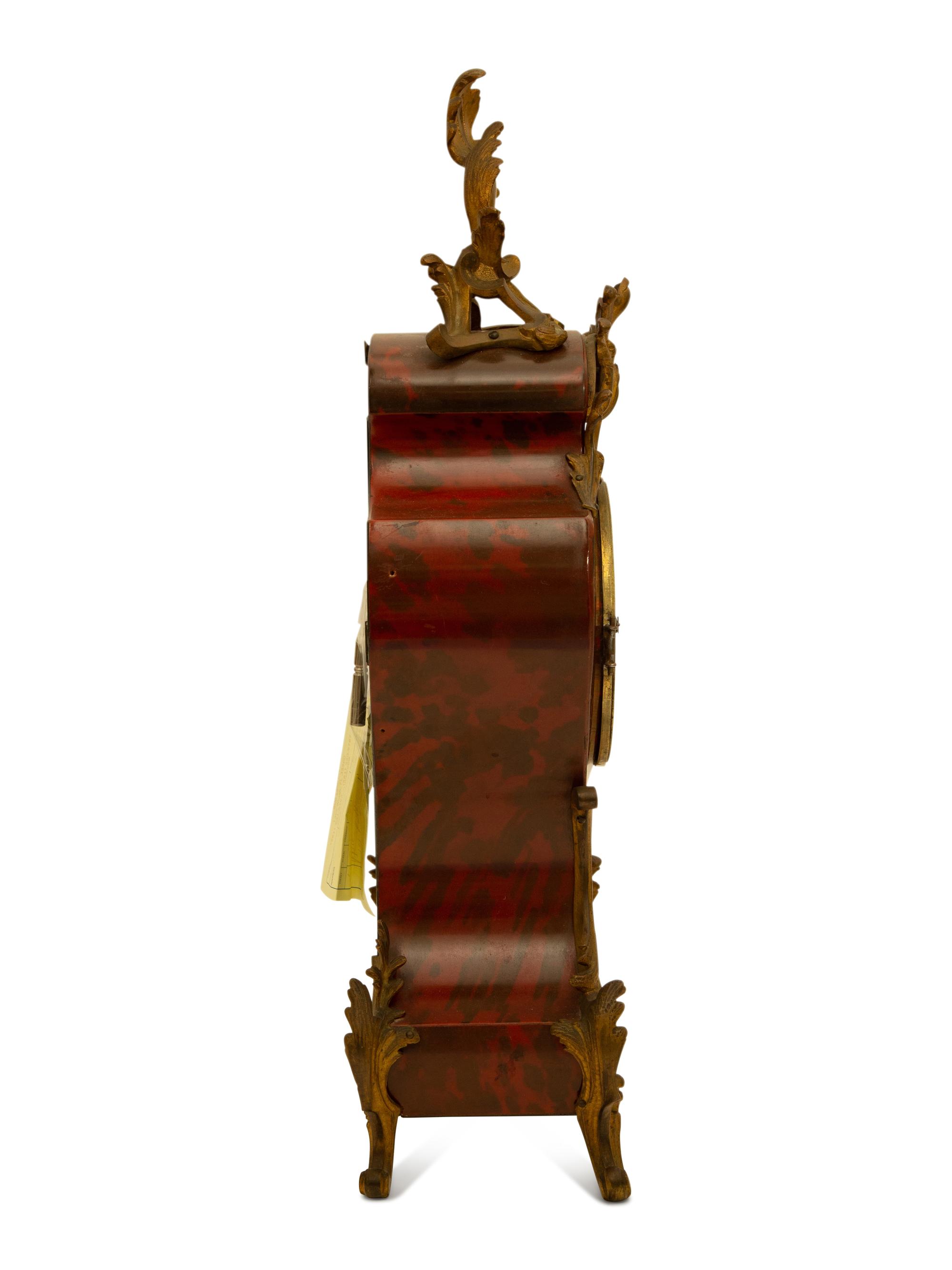A Louis XV Style Faux Tortoiseshell Shelf Clock