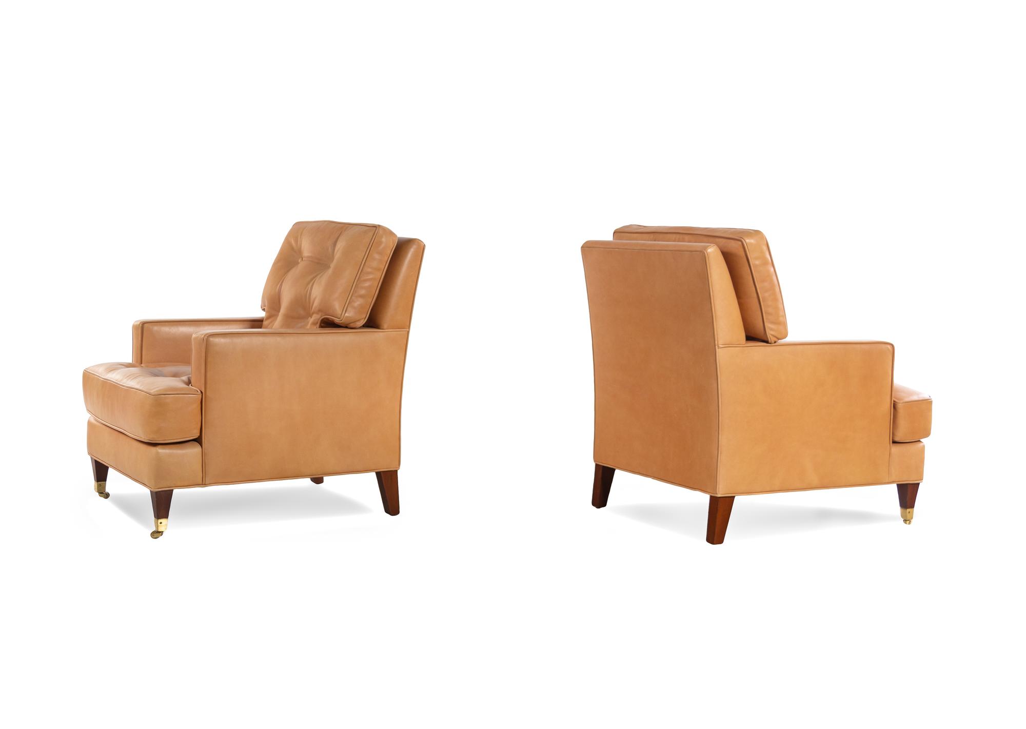 A Pair of Custom Leather-Upholstered Lounge Chairs