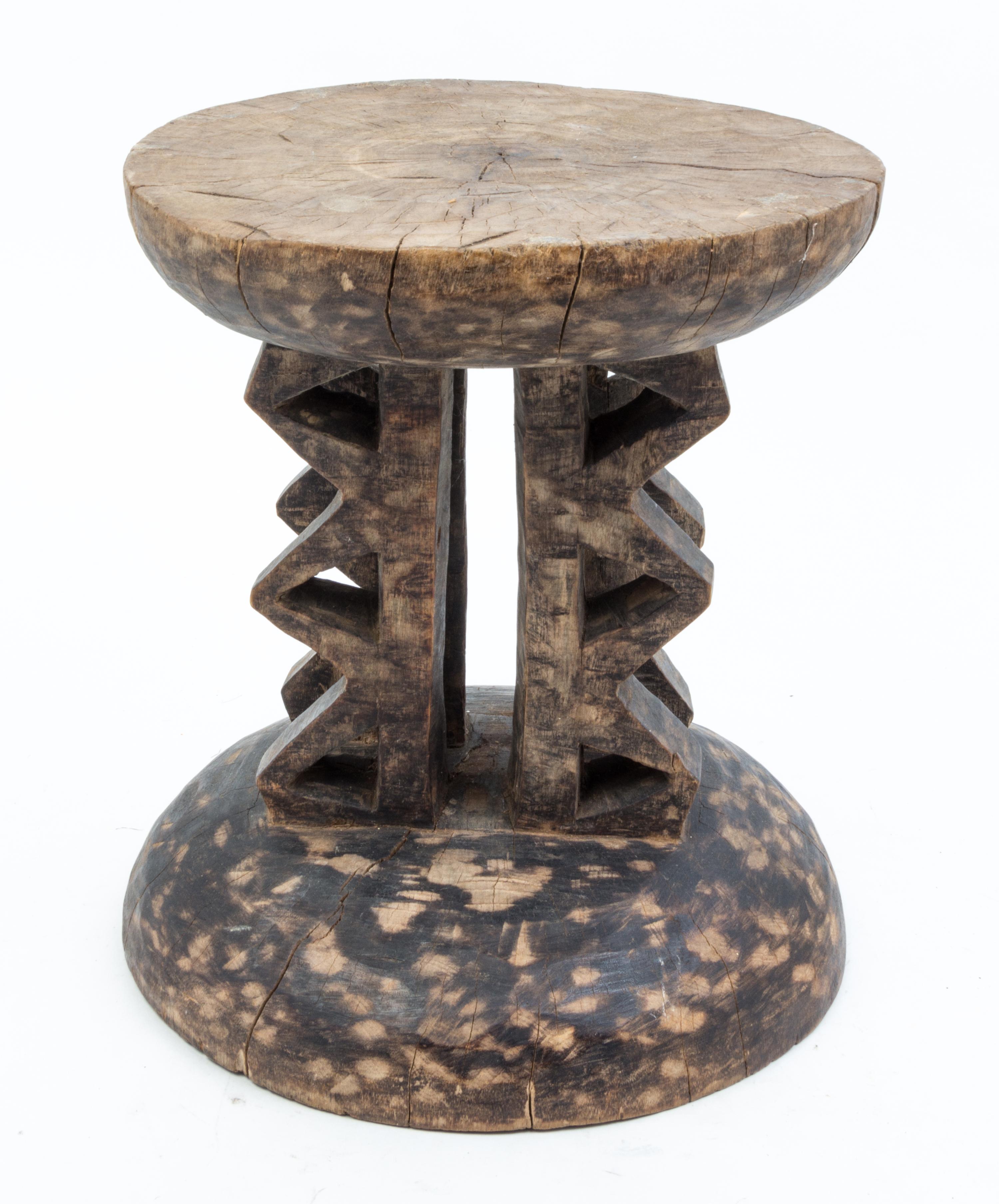 Two Wood Stools Height of tallest 14 inches.