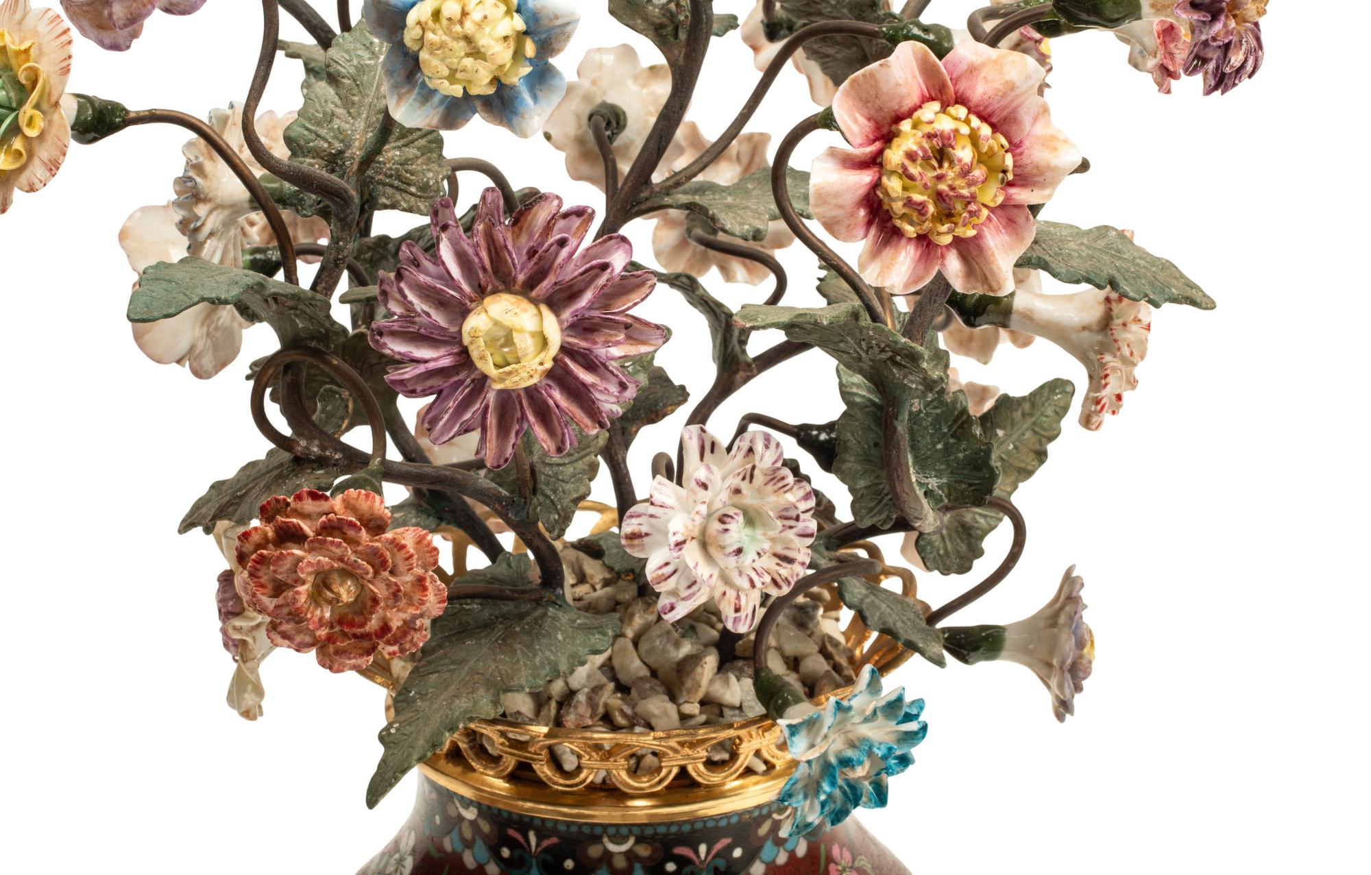 A Pair of Gilt Bronze Mounted Cloisonné and Porcelain Vases
