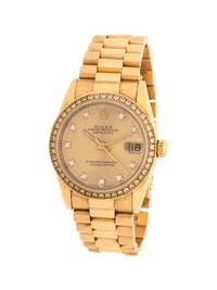 ROLEX, 18K YELLOW GOLD AND DIAMOND REF. 68278 'OYSTER PERPETUAL DATEJUST' WRISTWATCH, CIRCA 1988