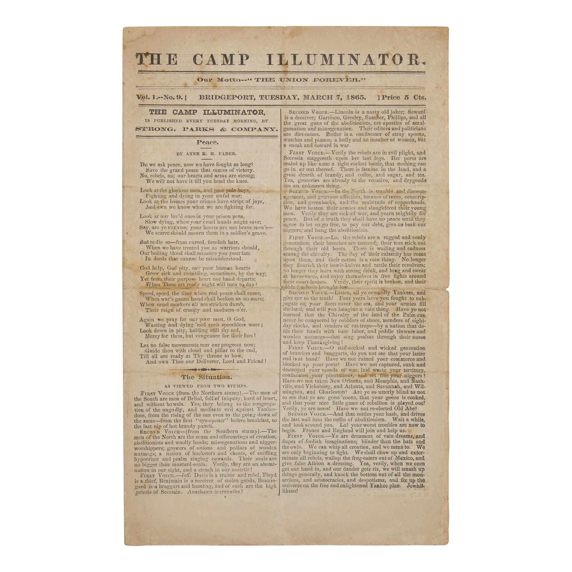 [Civil War] Scarce Union Newspaper Printed in the South, Reporting Sherman's March on Augusta, as well as the "Last Great Battle of the War"