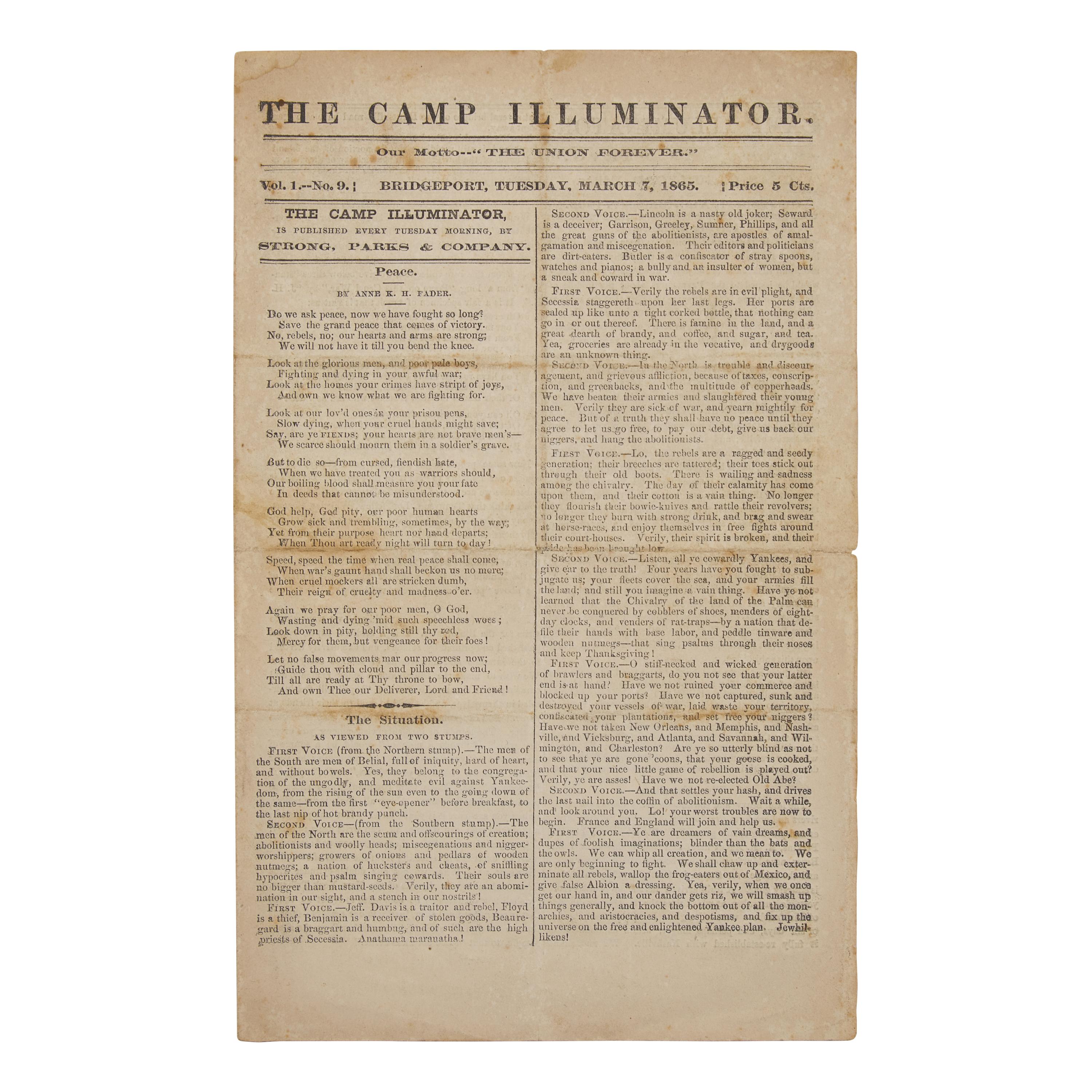 [Civil War] Scarce Union Newspaper Printed in the South, Reporting Sherman's March on Augusta, as well as the "Last Great Battle of the War"